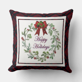Prettige feestdagen Rood Plaid Kussen