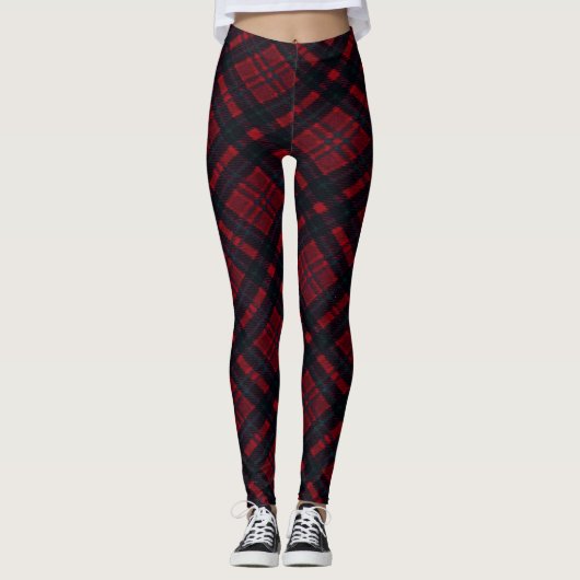 Prettige feestdagen Rood Plaid Leggings (Voorkant)