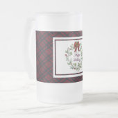 Prettige feestdagen Rood Plaid Matglas Bierpul (Voorkant links)