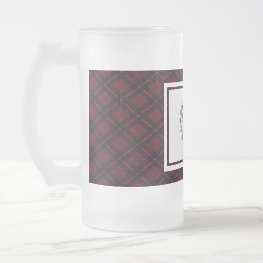 Prettige feestdagen Rood Plaid Matglas Bierpul (Links)