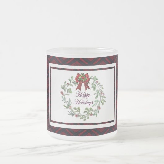 Prettige feestdagen Rood Plaid Matglas Koffiemok (Center)
