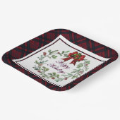 Prettige feestdagen Rood Plaid Papieren Bordje (Gebogen)