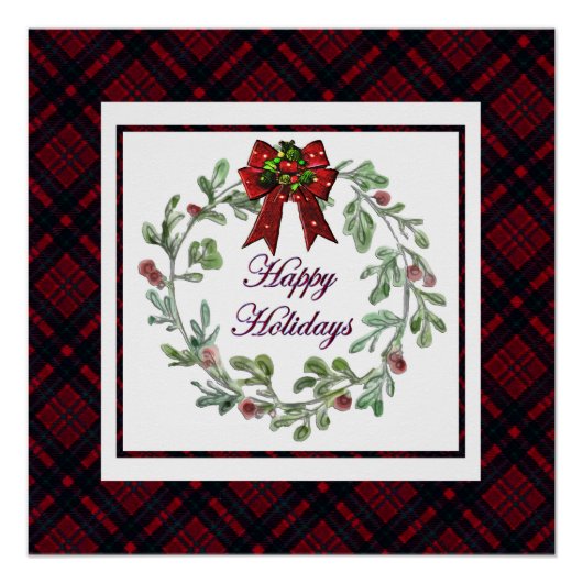 Prettige feestdagen Rood Plaid Perfect Poster (Voorkant)