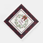 Prettige feestdagen Rood Plaid Servet (Hoek)