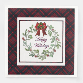 Prettige feestdagen Rood Plaid Servet