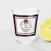 Prettige feestdagen Rood Plaid Shot Glas (Voorkant)