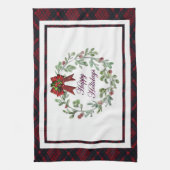 Prettige feestdagen Rood Plaid Theedoek (Verticaal)