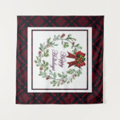 Prettige feestdagen Rood Plaid Wandkleed (Voorkant (horizontaal))