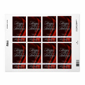 Prettige feestdagen Rood Satijn Zilver Scroll Etiket (Full Sheet)