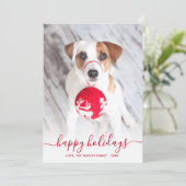 Prettige feestdagen Rood Script 2 Foto Kerstmis Feestdagenkaart (Staand voorkant)