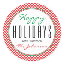 Prettige feestdagen Rood & Wit Chevron "Xmas