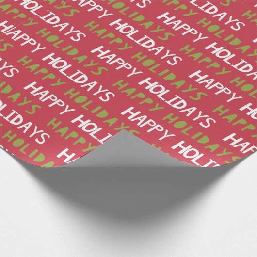 Prettige feestdagen Rood, Wit en Groen Cadeaupapier (Hoek)