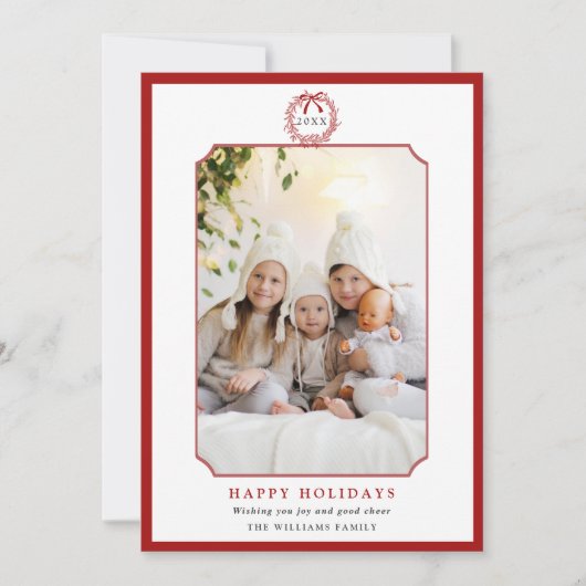 Prettige feestdagen Rood & Wit Minimal Feestdagenkaart (Voorkant)