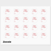prettige feestdagen rood wit tot blanco schattig ronde sticker (Vel)