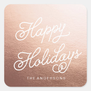 PRETTIGE FEESTDAGEN ROOS GOUD KERST STICKER