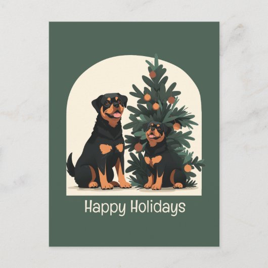 Prettige feestdagen Rottweiler Honden Briefkaart (Voorkant)