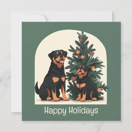 Prettige feestdagen Rottweiler Honden Kaart (Voorkant)