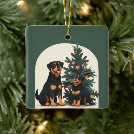 Prettige feestdagen Rottweiler Honden Keramisch Ornament