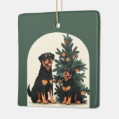 Prettige feestdagen Rottweiler Honden Keramisch Ornament (Links)