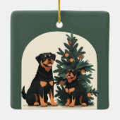 Prettige feestdagen Rottweiler Honden Keramisch Ornament (Achterkant)