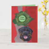 Prettige feestdagen Rottweiler Kaart (Gele Bloem)