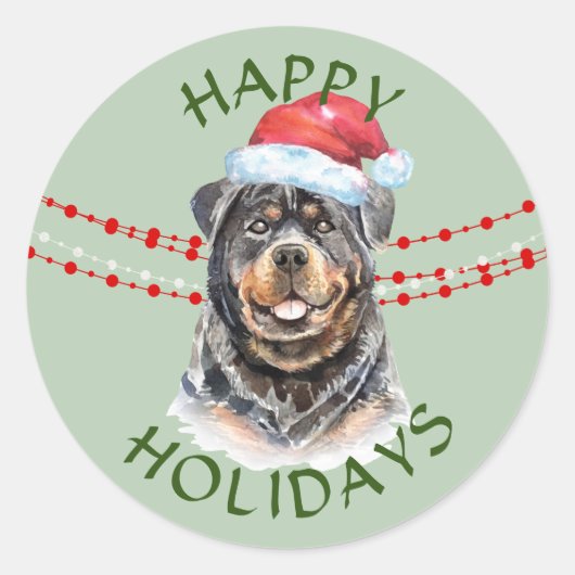 Prettige feestdagen Rottweiler Santa Hat Ronde Sticker (Voorkant)