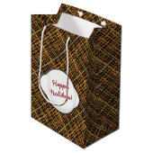 Prettige feestdagen Rough Graphic Burlap Medium Cadeauzakje (Voorkant Gekanteld)