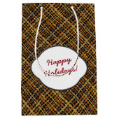 Prettige feestdagen Rough Graphic Burlap Medium Cadeauzakje (Voorkant)