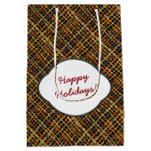 Prettige feestdagen Rough Graphic Burlap Medium Cadeauzakje (Achterkant)