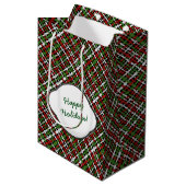 prettige feestdagen Rough Kerstmis Burlap Medium Cadeauzakje (Voorkant Gekanteld)