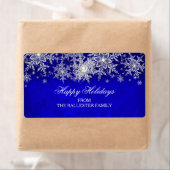 Prettige feestdagen Royal Blue Crystal Pearl Sneeu Etiket (Insitu)
