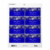 Prettige feestdagen Royal Blue Crystal Pearl Sneeu Etiket (Full Sheet)