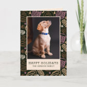 prettige feestdagen Roze Black Eén regel Dog Foto (Voorkant)