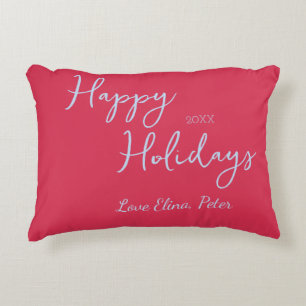 Prettige FEestdagen ROZE BLAUW PASTEL MODERNE KERS Accent Kussen