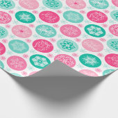 prettige feestdagen Roze Blauwgroen Snowflakes Cadeaupapier (Hoek)