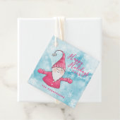 Prettige feestdagen Roze en Blauw Schattigee Gnoom Bedankjes Labels (In situ)