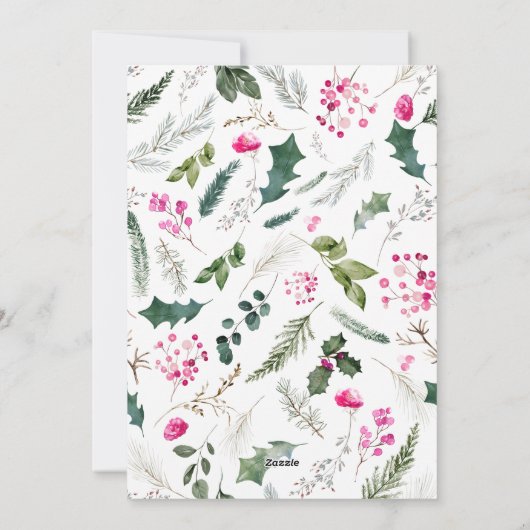 Prettige Feestdagen Roze en Groene Botanische Boog Feestdagenkaart (Achterkant)