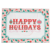 Prettige feestdagen €? | Roze en rode Holly Groot Cadeauzakje (Achterkant)