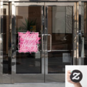 prettige feestdagen Roze Faux Folie Raamsticker (Kantoordeur)