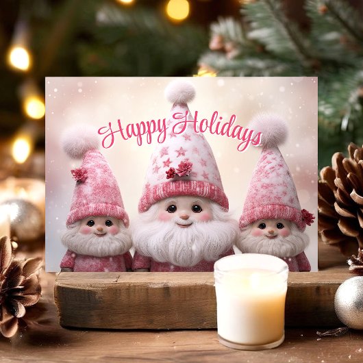 Prettige feestdagen roze kabouters kerst