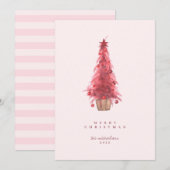 prettige feestdagen roze kerstboom (Voorkant / Achterkant)