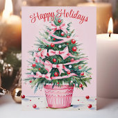 Prettige feestdagen Roze kerstboom Kaart
