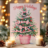 Prettige feestdagen Roze kerstboom Kaart