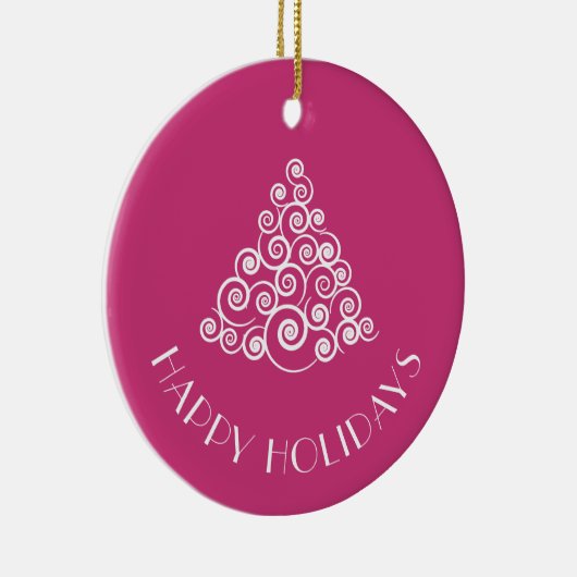 Prettige feestdagen Roze kerstboom Keramisch Ornament (Rechts)