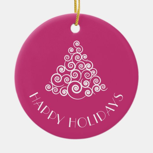 Prettige feestdagen Roze kerstboom Keramisch Ornament (Voorkant)