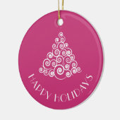 Prettige feestdagen Roze kerstboom Keramisch Ornament (Links)