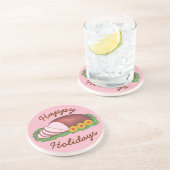 prettige feestdagen Roze Kerstmis Pasen Glazed Ham Zandsteen Onderzetter (Zijkant)