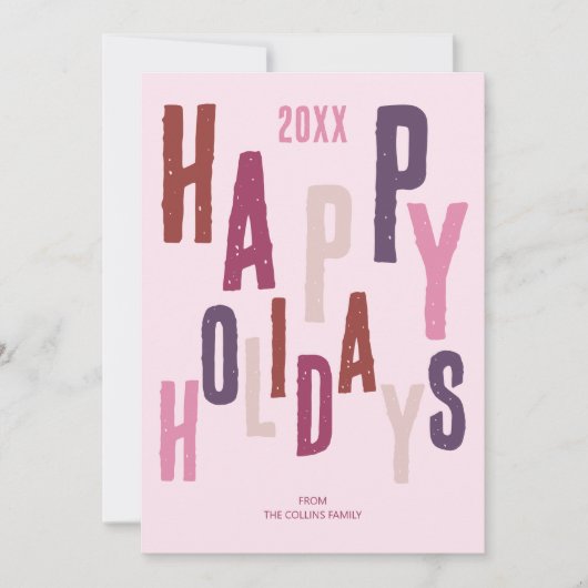 Prettige feestdagen Roze kleurrijke moderne kerst Feestdagenkaart (Voorkant)