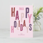 Prettige feestdagen Roze kleurrijke moderne kerst Feestdagenkaart (Staand voorkant)