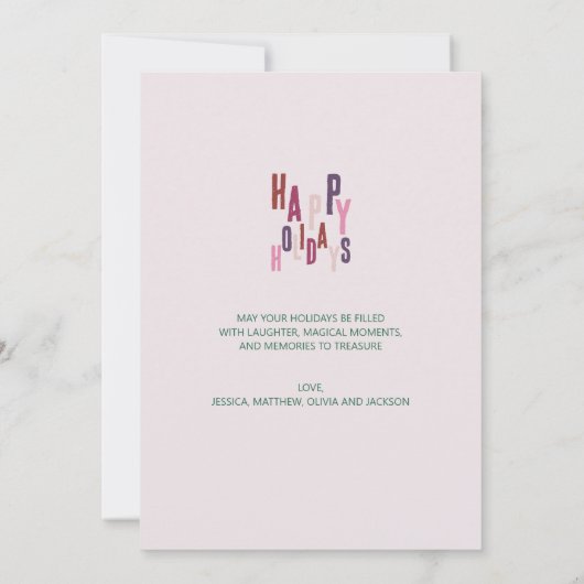 Prettige feestdagen Roze kleurrijke moderne kerst Feestdagenkaart (Achterkant)